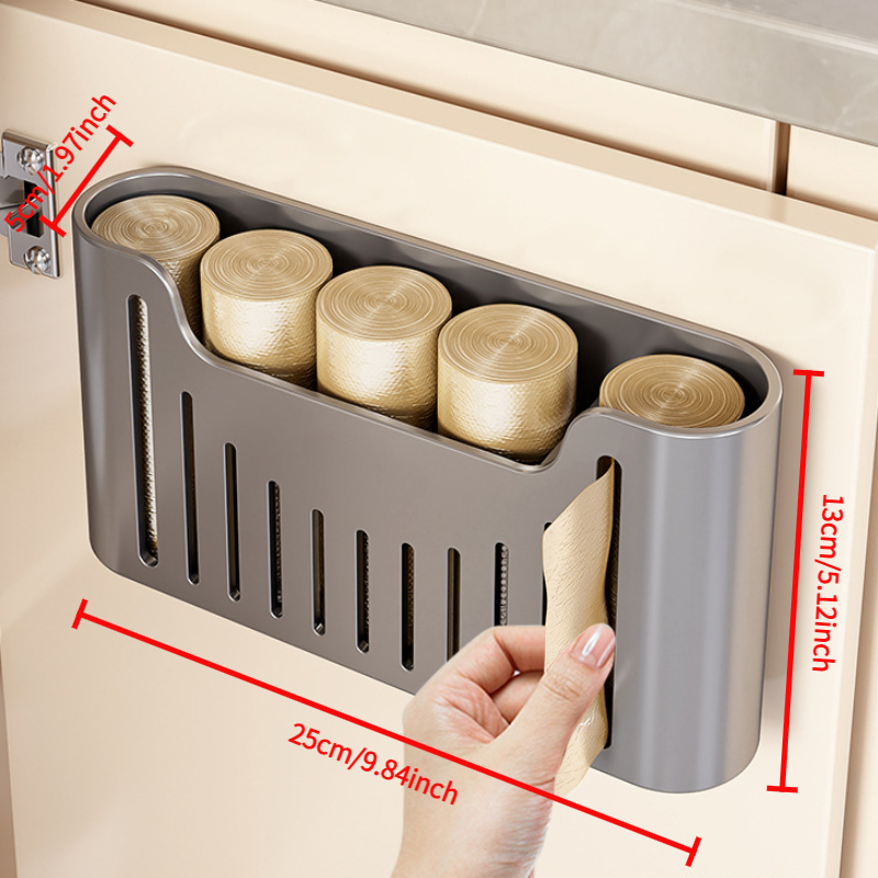 TEMU 1 Pack Trash Bag Storage Holder, Kitchen Plastic Bag Dispenser, Large Capacity Grocery Bag Organizer, Wall Mounted Draw-out Storage Box For Home