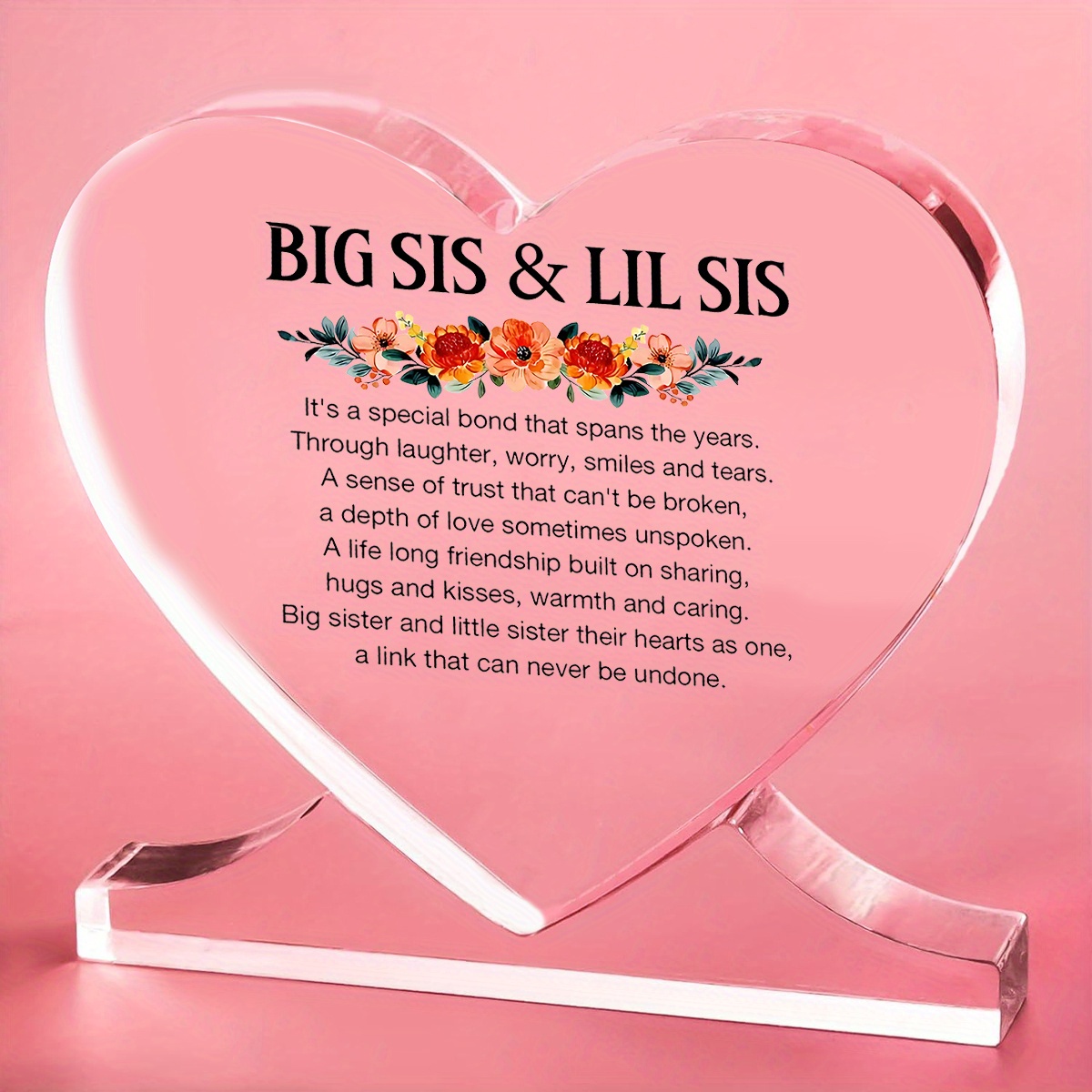TEMU 2d Flat, Gifts For Girls, Christmas Ornaments Girl Birthday Acrylic Heart Jewelry Gift, Sister Link That Can Never Be