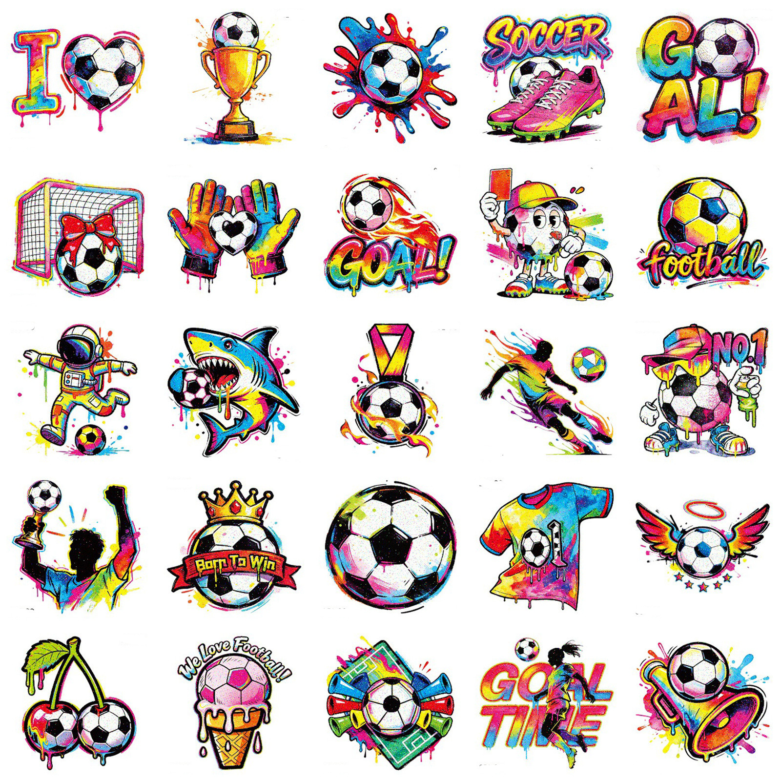 TEMU 25pcs Glitter Football Tattoo Stickers, Waterproof And Durable Temporary Body Tattoos, Suitable For Body Decoration During Football Matches And