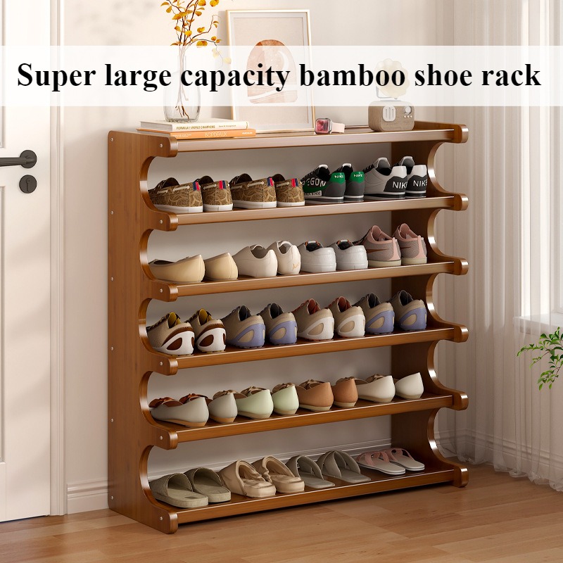 large capacity bamboo shoe rack multi tiered solid wood bamboo entryway organizer space saving storage for home dorm or doorway holds multiple shoes with super large capacity dorm storage solution freestanding shoe cabinet bamboo construction shoe storage organizer standing shelf details 1