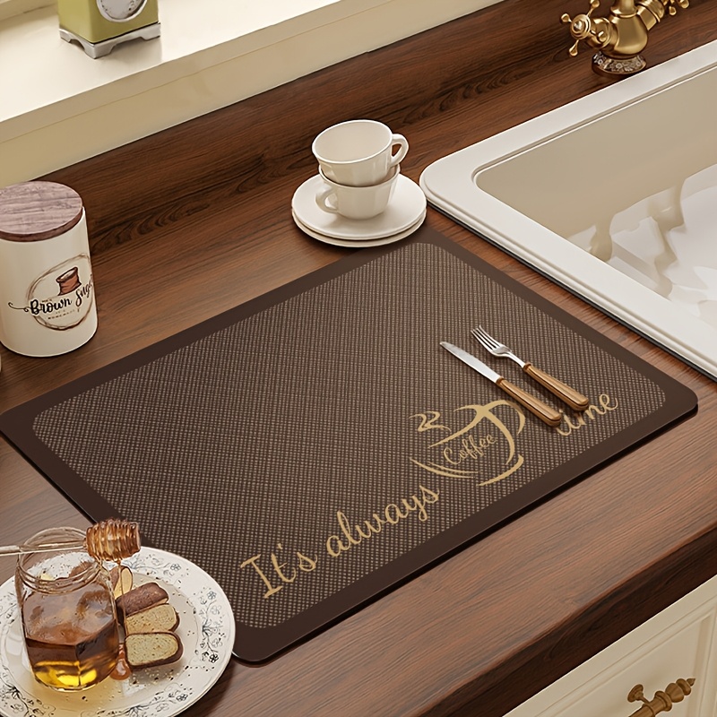 Image of 1pc Coffee Bar Mat - Quick-drying Super Soft Diatomite, Heat-resistant Kitchen Utensil Drainage Mat, Featuring "coffee Bar" Design, Ideal For Countertops And Tables, Table Protection, Coffee Mat