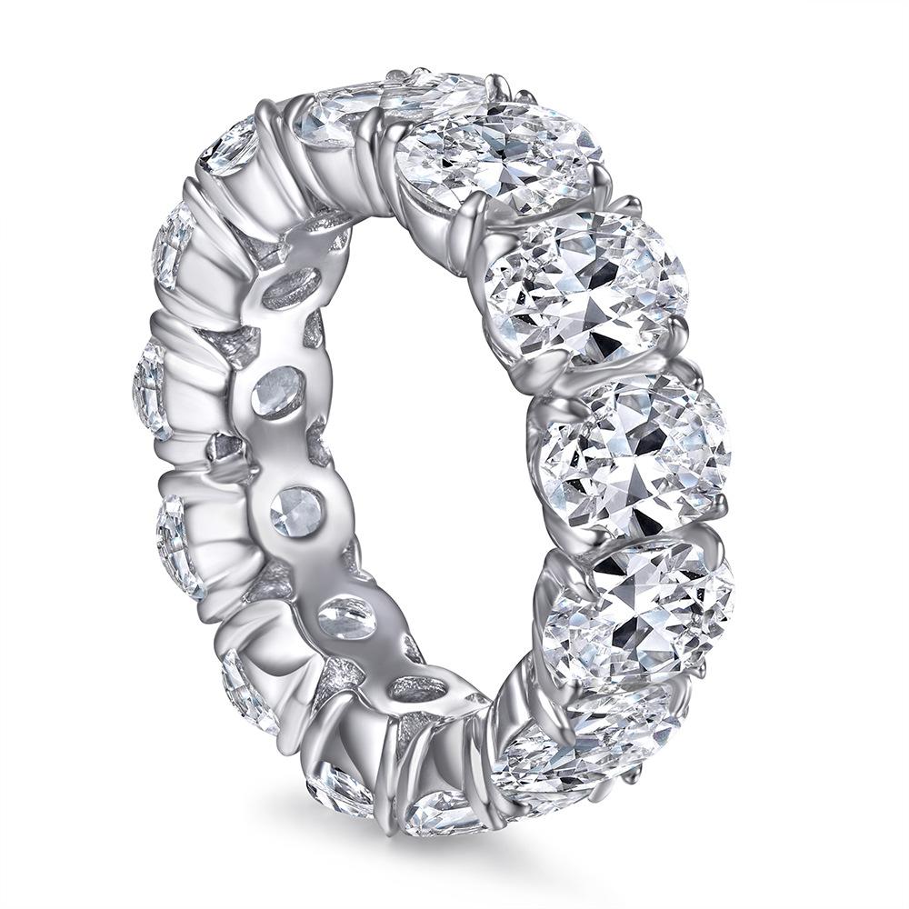 Women's S925 Silver Moissanite Eternity Ring, Classic Full Pave Band