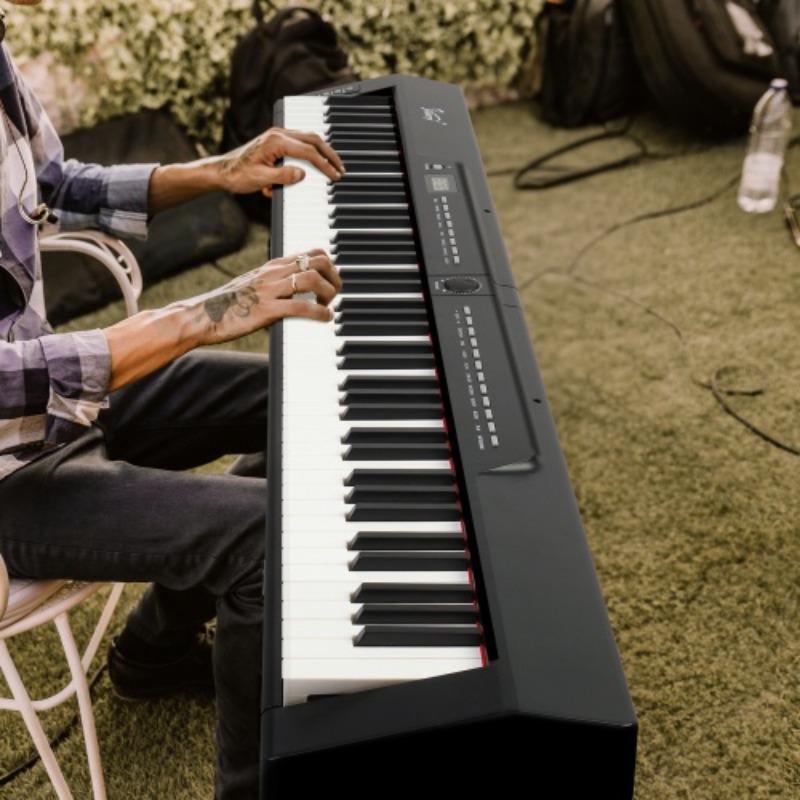 Image of Gpp-105 88 Key Full Size Semi-weighted Standard Keyboards Digital Piano With Dual-tube X-shape Stand, For Piano Lover Black Color