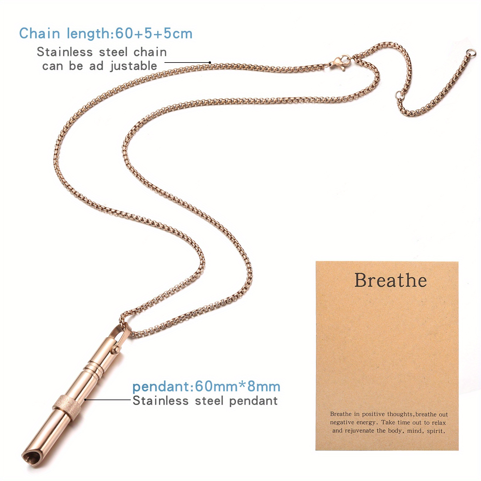 titanium steel meditation breathing necklace used to relieve anxiety   stress mindfulness breathing necklace suitable for womens mens breathing necklace tools relieve anxiety and stress meditation tools details 10