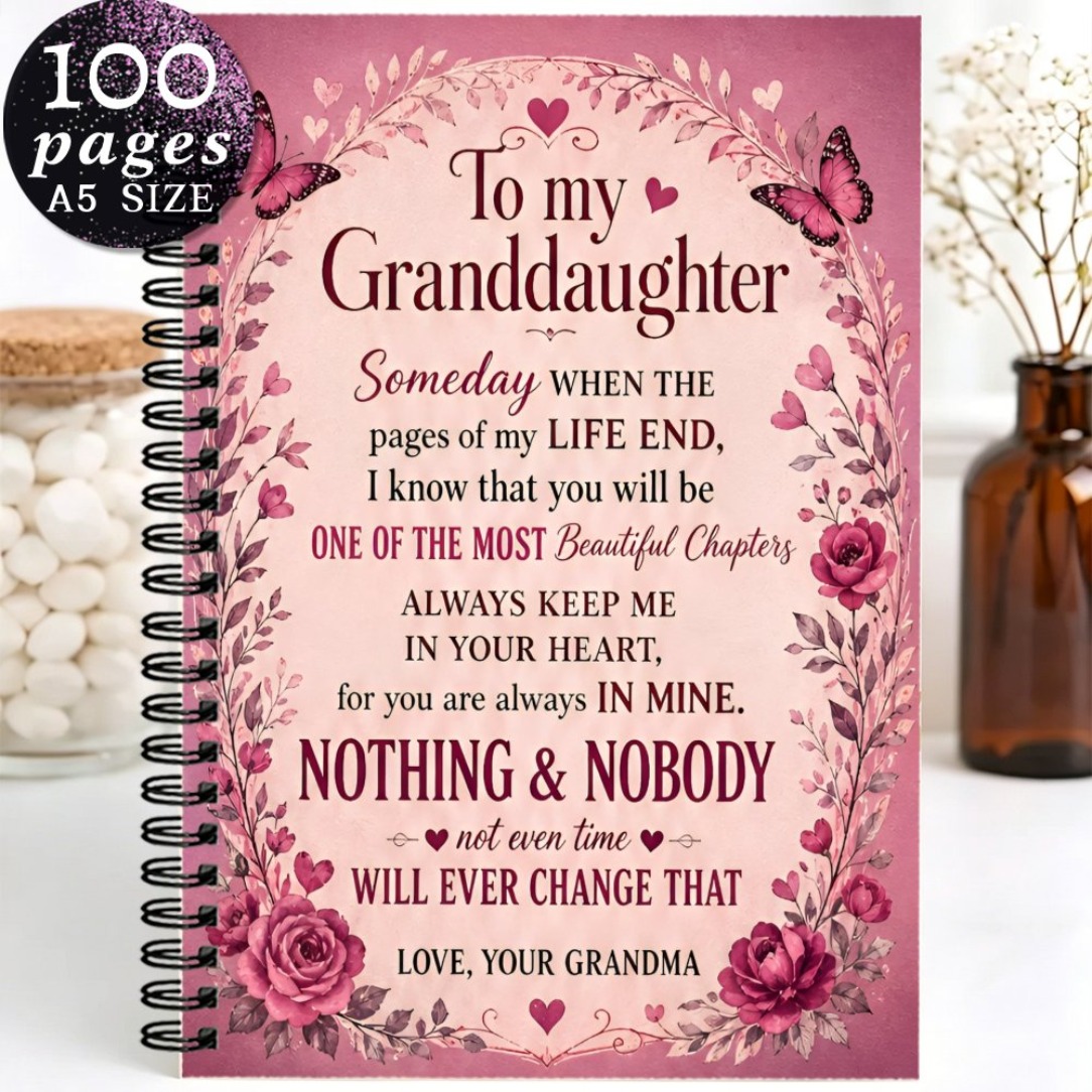TEMU Stationery Notepad 1pc Granddaughter-themed Cover Spiral Bound Notebook, College Ruled Notebook, With Grandma's Love Quote Design, Warm Birthday