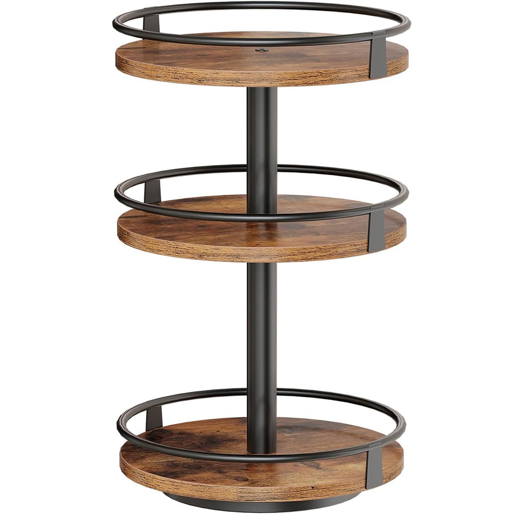 A Spice Rack That Rotates , Featuring -tier With A Ball Bearing Turntable. This Kitchen Countertop Organizer Includes Protective Railings And Space For Spice Jars. A Lazy Susan Easy To Asse