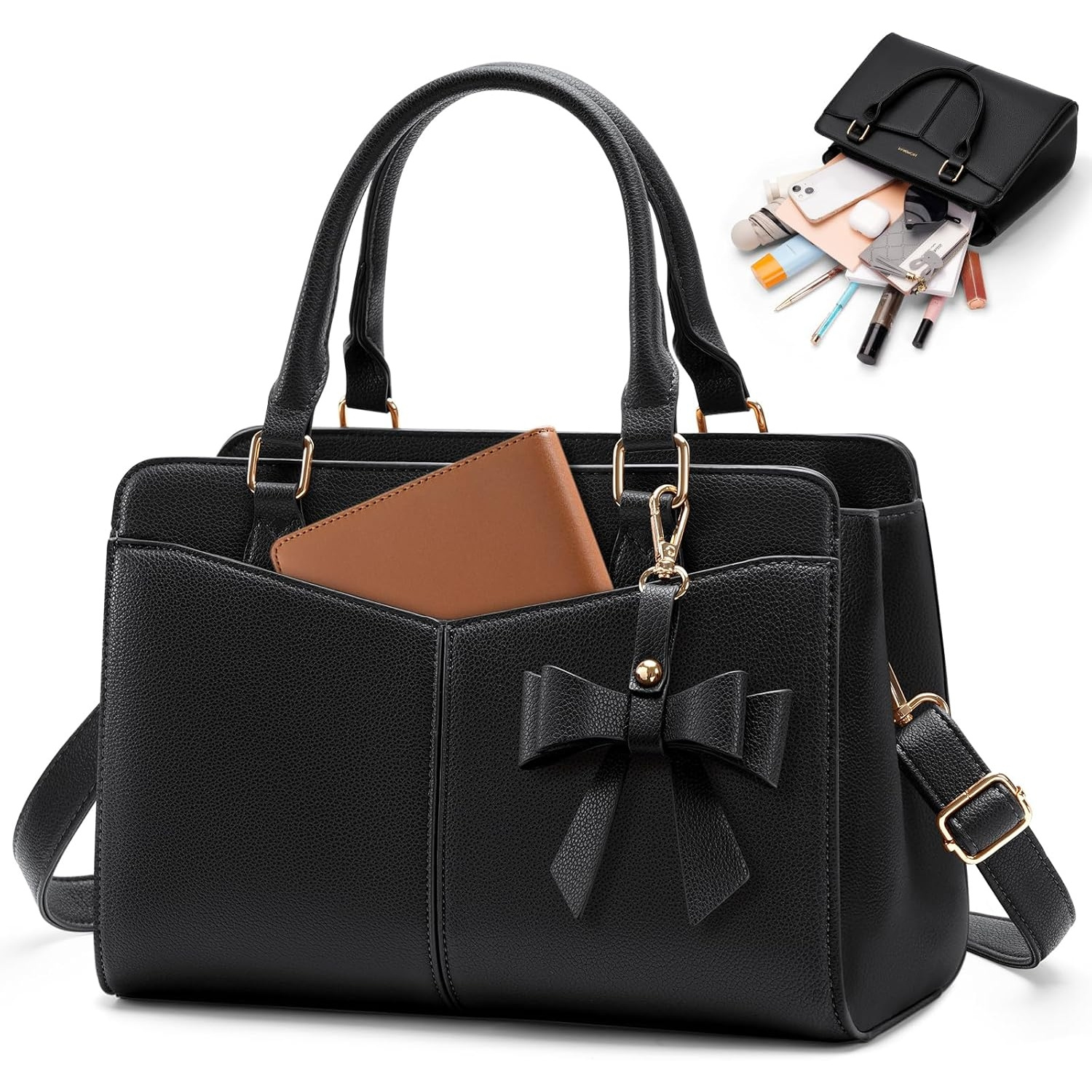Image of Rainsmore Handbag Women's Medium Handbags Women's Small Women's Handbags Bag Women's Shoulder Bag Tote Bag Shoulder Bags Black