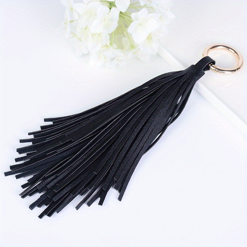 E-shop Klassischer Schlüsselanhänger aus PU-Leder mit Quaste, Metall-Schlüsselring, Damen-Handtaschen-Accessoire