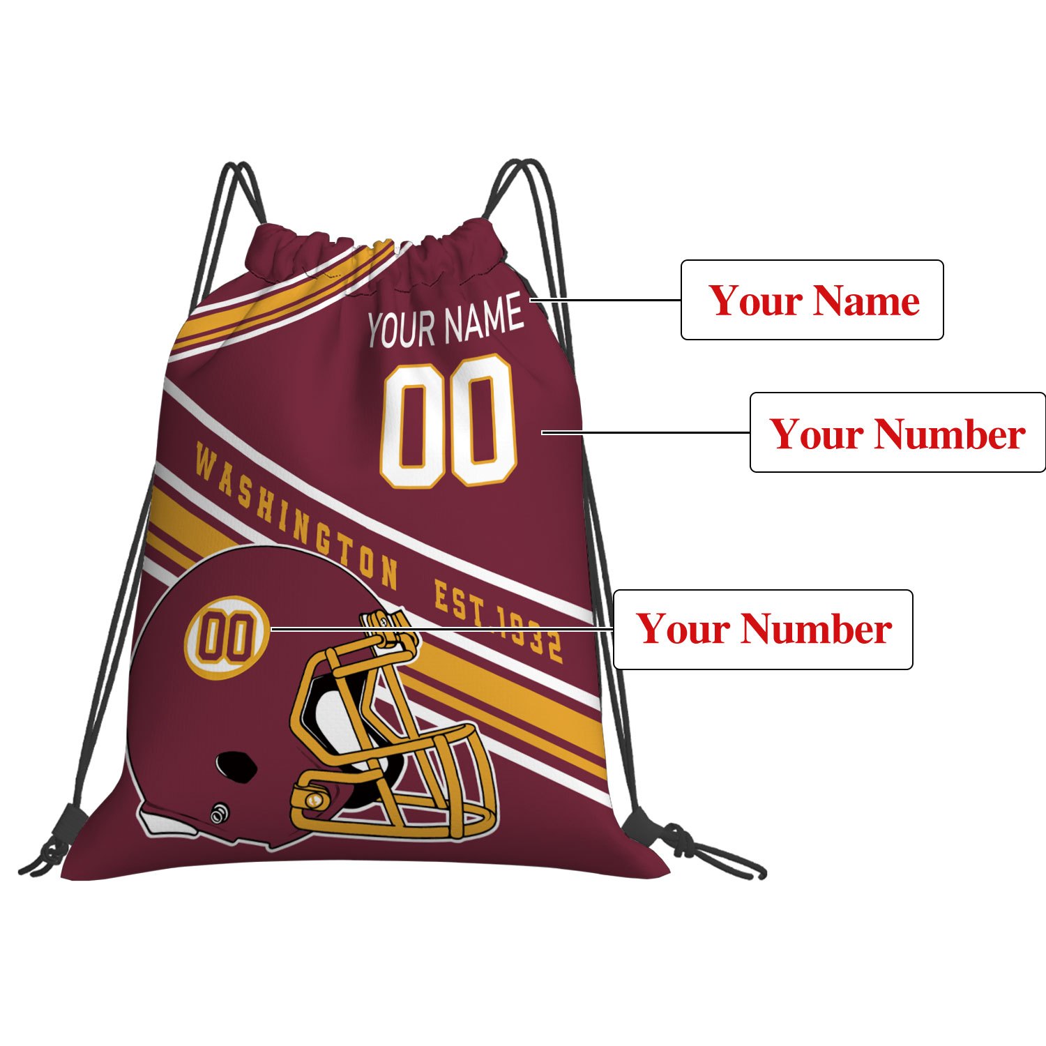 

1pc Of Customizable Drawstring Backpacks Featuring , Personalized With A Name And Number, Perfect As A Football Players, Sport Sackpack String Bag, Waterproof Sack.