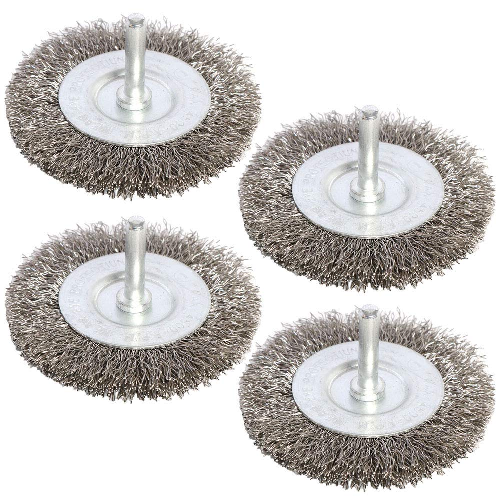 TEMU 4pcs 3 Inch Wire Wheel Brushes Kit For Drill With 1/4-inch Shank, Wire Wheels For Power-operated Grinders