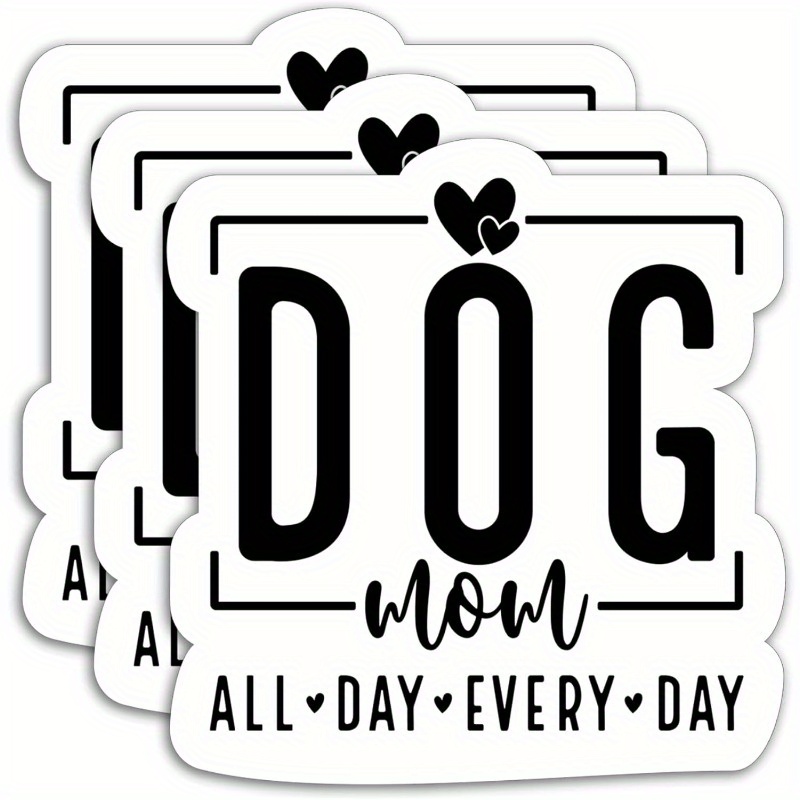 

Dog Mom - 3pcs Waterproof Pvc Sticker Set, Cars, Laptops & Tumblers, Decals For Pet Lovers, Ideal Gift For Moms