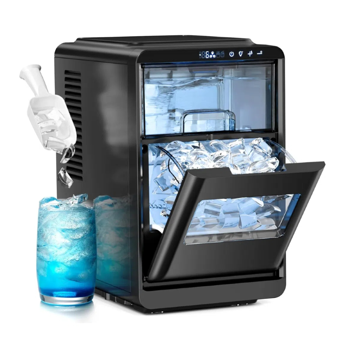 Maker, Crescent-shaped Ice, Countertop Ice Maker Machine, 16pcs/, 26lbs/24h, Self-cleaning, Led Display, 1.8l Water Tank With Ice Basket & Scoop, Portable Compact Ice Machine For Home Kitchen (black)