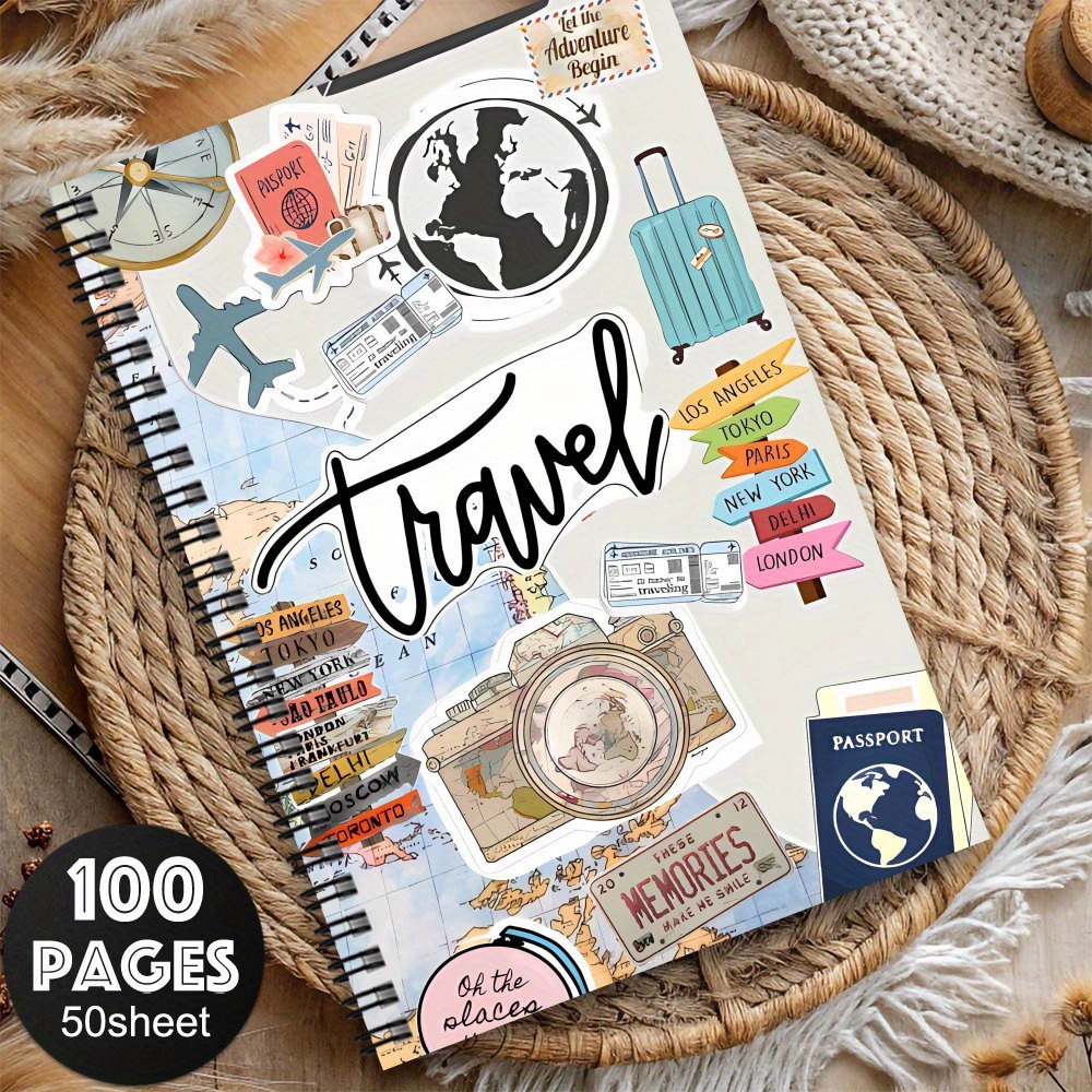 TEMU 1pc Notebook Journal,,travel Country Record, Notebook,vintage Map Journal,travel Stamp Notebook,travel Planning,family, Couple, Travel