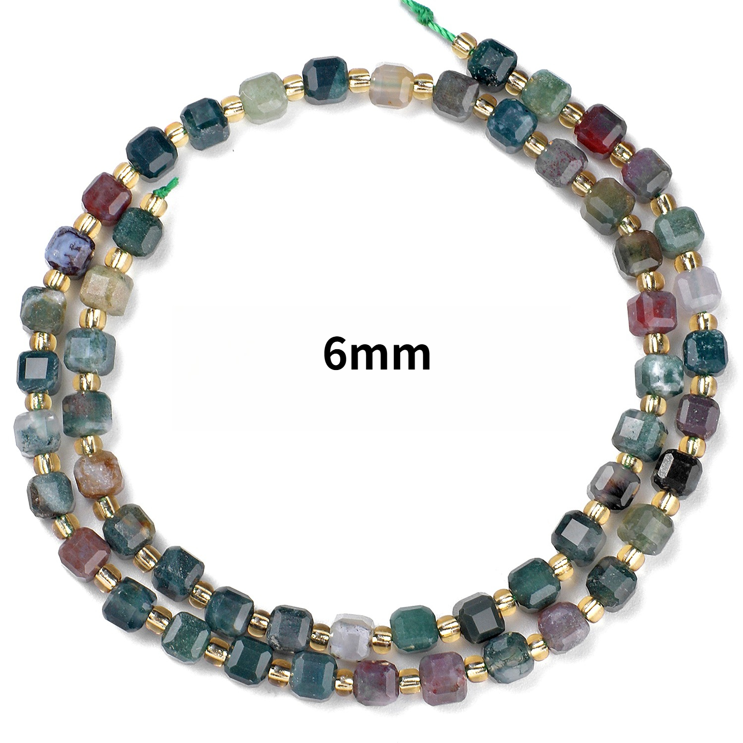 TEMU Loose Aaa Grade Indian Agate Beads With Multi-sided Square In 6/8/10mm For Jewelry Making As A New Year Gift