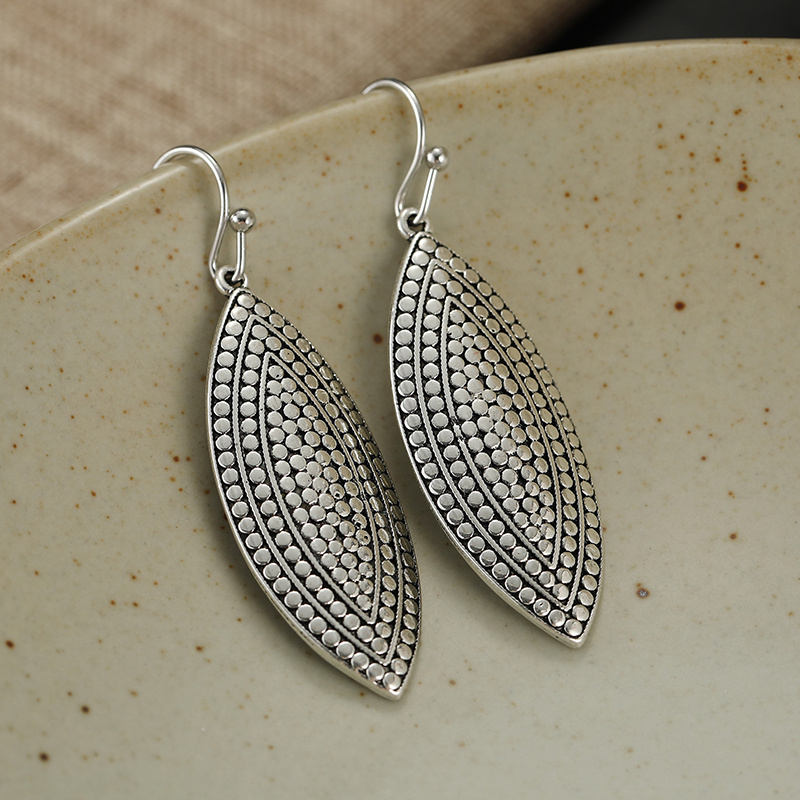 Vintage Polka Dot Willow Leaf Hanging Ear Hooks