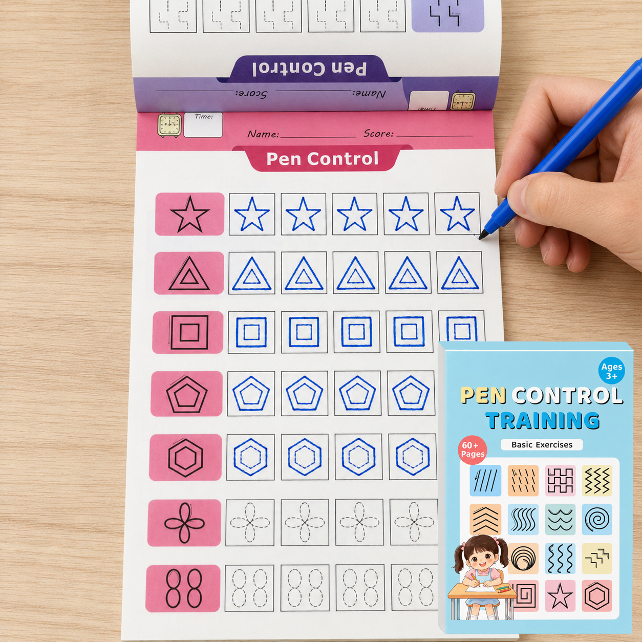 TEMU Cahier d'exercices de 60 pages pour le du stylo pour enfants d'âge préscolaire à partir de 3 ans | 'activités de de l'écriture manuscrite avec