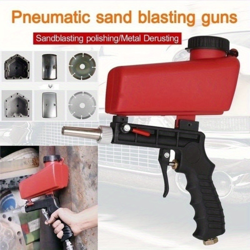 a portable pneumatic sandblaster with an adjustable 90 psi suitable for rust removal and detailing