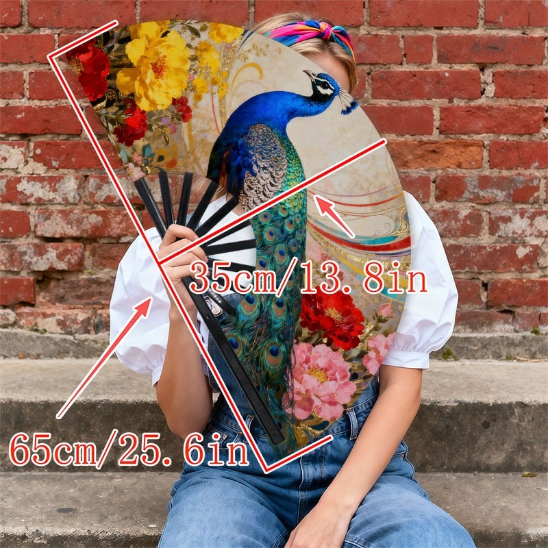 TEMU Ventilador portátil de para hombre, de (terileno), con un de real y flores en estilo , para el uso diario y un accesorio de moda, sin batería