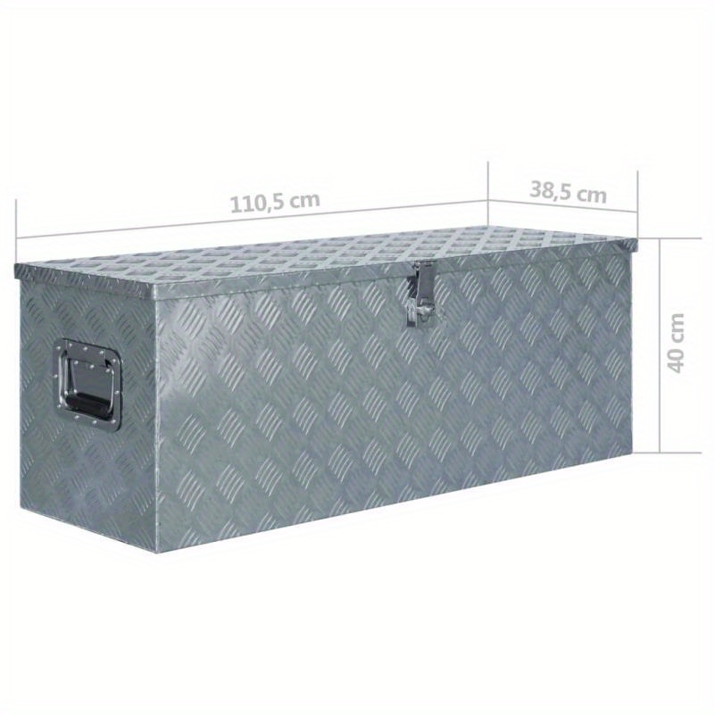 Durable Lightweight Aluminum Storage Box with   - 1105x385x400mm, Weather-Resistant,   Organizer for Outdoor, Patio & Garden, Classic Rectangular Design, Outdoor Storage Box, Patio Organization, Sleek Metallic  , Weatherresistant Material, Box, Cabinet, Rack for Outdoor Storage