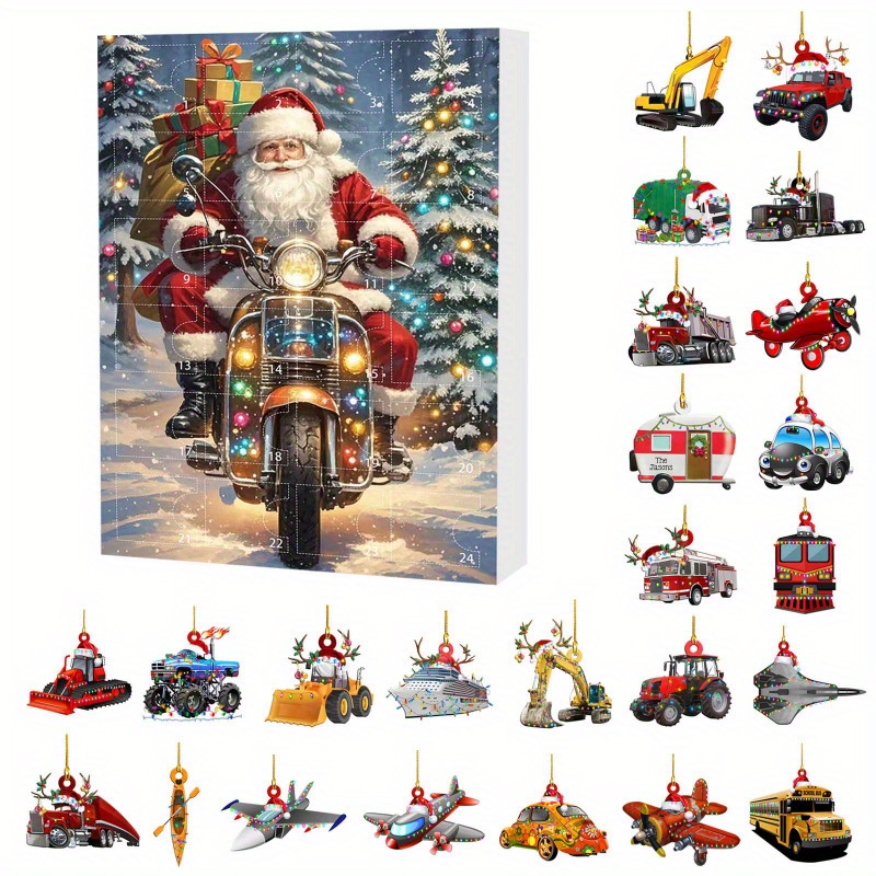 TEMU (24pcs) Christmas Countdown Calendar, Christmas Ornaments, Calendars, Acrylic Craft Christmas Tree Pendants, Thanksgiving, Halloween Christmas