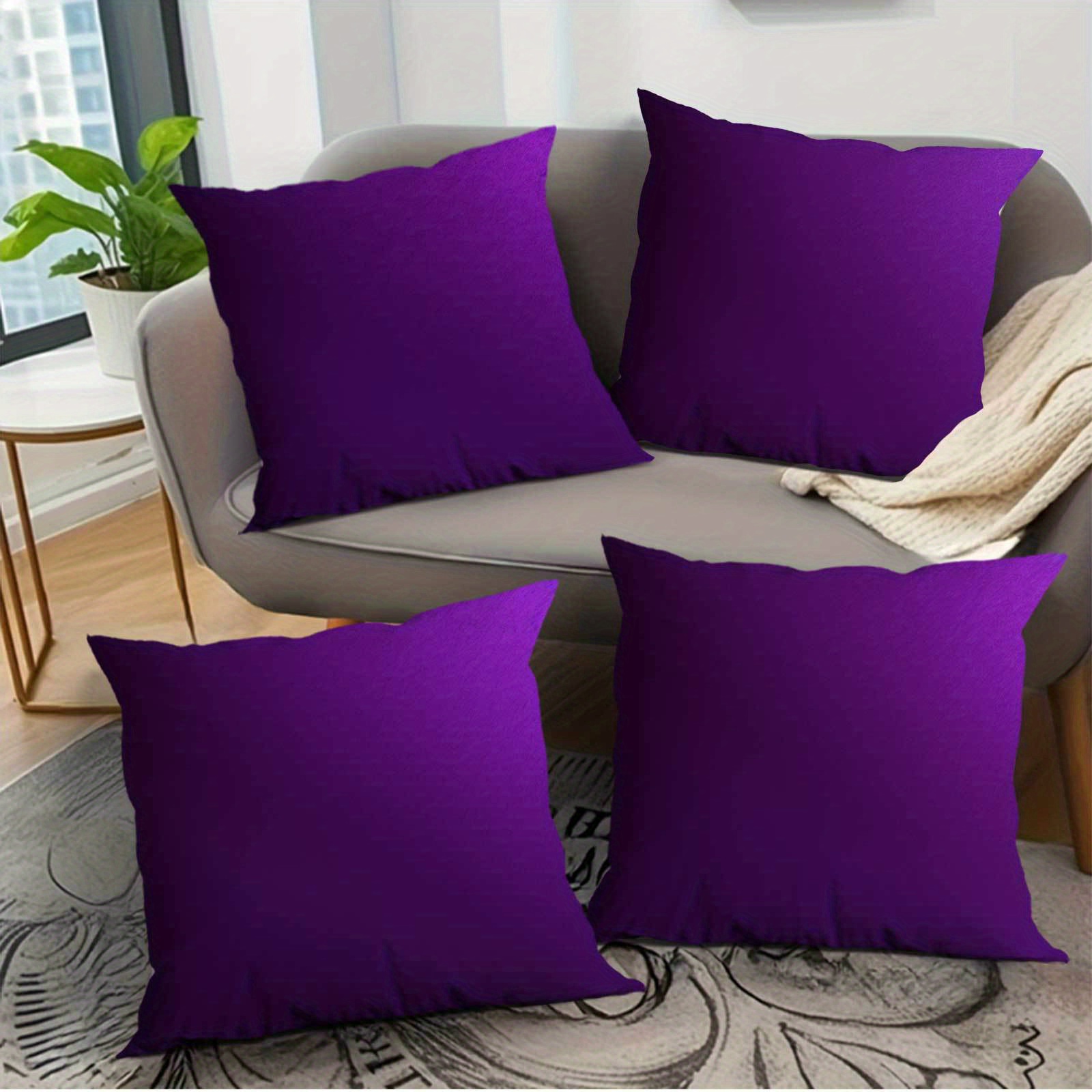 

4pcs Luxurious Contemporary Purple Solid Velvet Throw Pillow Covers, Machine Washable Zippered Cushion Cases, Woven Polyester, Decor For Room Types, 17.72x17.72 Inches - Set Of 4 Without Inserts