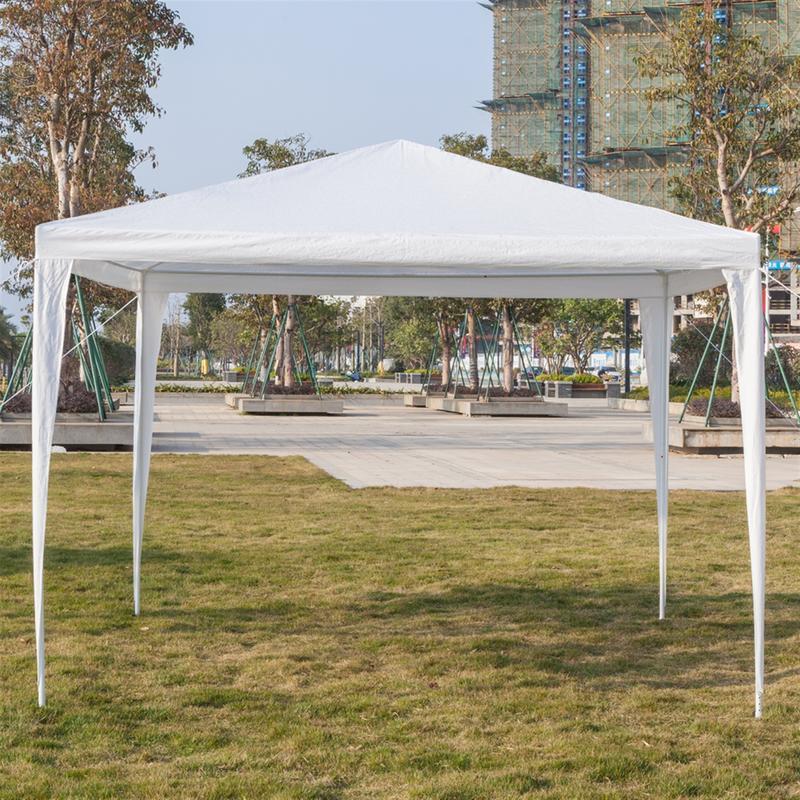 118.11*118.11inch 3-sided outdoor party tent, pergola, convenient awning, beach awning, PE cloth, plastic-sprayed iron pipe, spiral pipe, UV protection, easy to install, suitable for beach, backyard, camping picnic, barbecue, RV lawn, pool rest