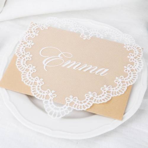 personalized sheer lace transparent name cards for wedding elegant reception table decor wedding table decor