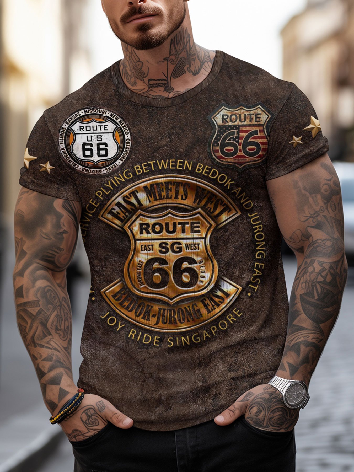 camiseta vintage 3d 66 hombre diseño carretera Temu Argentina