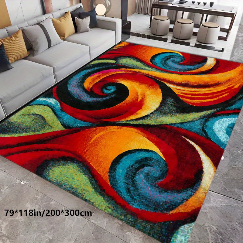 TEMU [   800 Grams Per   Non-slip Bottom] 1pc Christmas Decoration Area Large Carpet Line Abstract Geometric Modern Nordic Style Carpet Non-slip