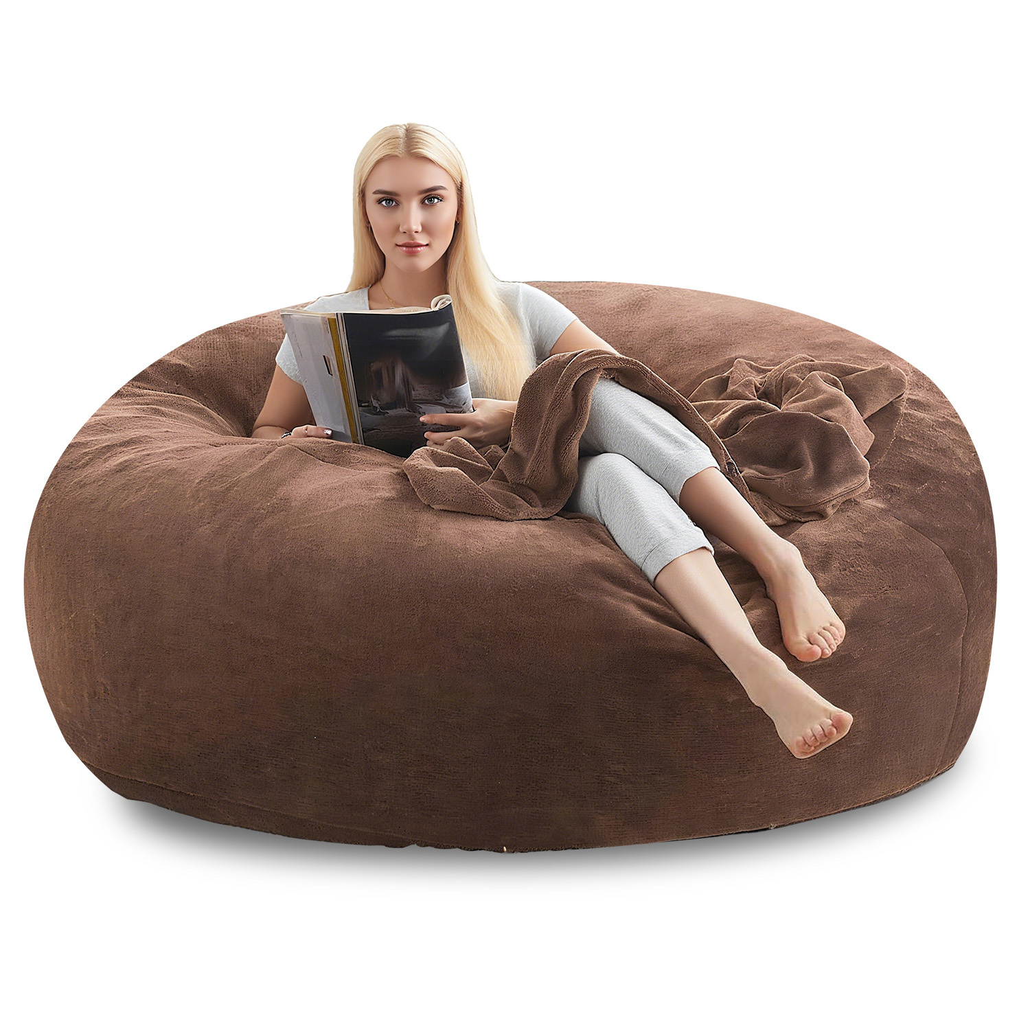 Large 4ft/5ft/6ft Bean Bag Chair Compatible for Adults - Oversized Sofa Bed Lounger with Memory Foam & Micro Velvet Cover, Soft Foam-Filled Furniture, Multi-Color Options (No Assembly) for Living Room, Bedroom - Ideal for Adults & - Image 13