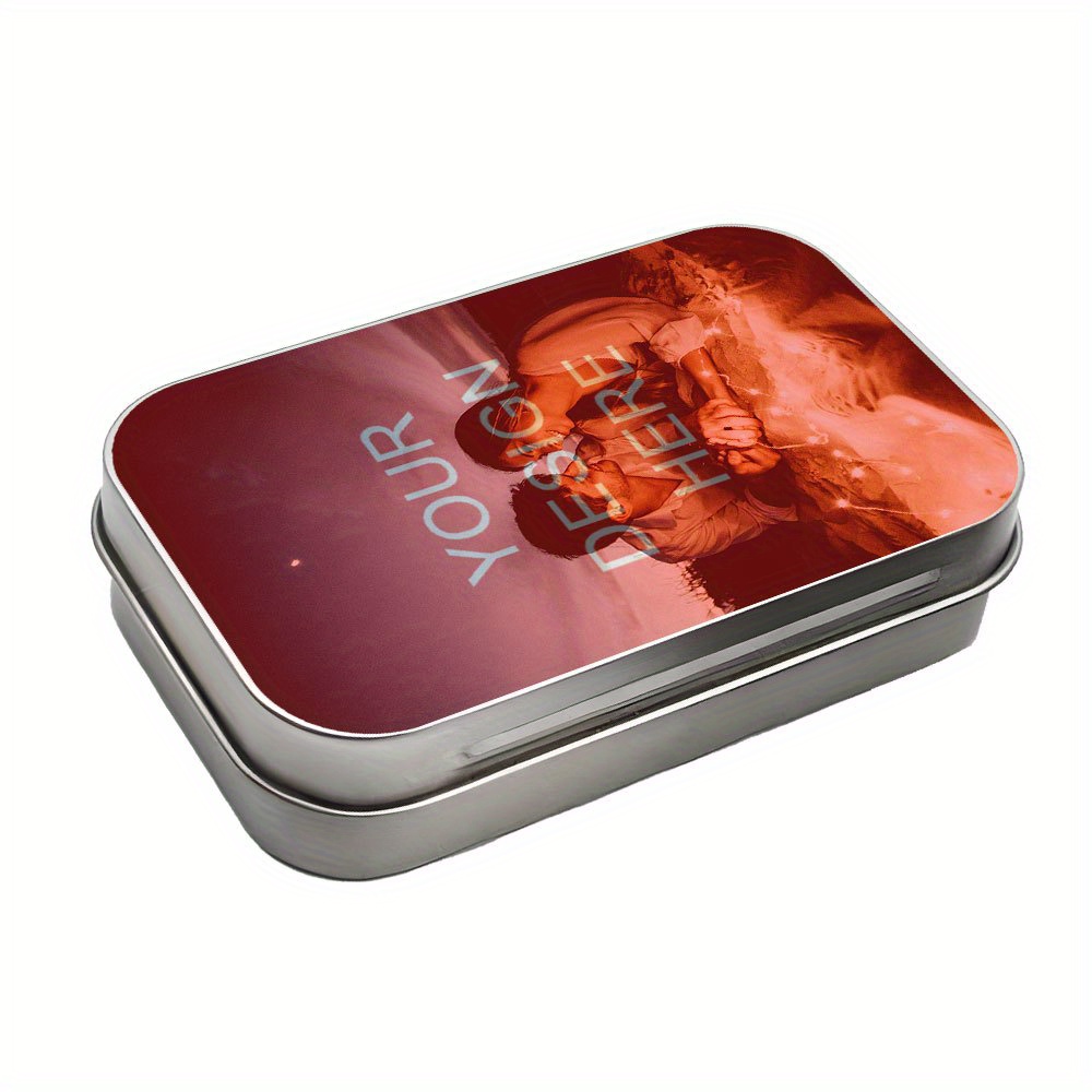 TEMU 1 бр. Персонализирана метална кутия със снимки - Елегантен металик , Преносим контейнер за спомени за двойки, годишнини, сватби - За дома, офиса