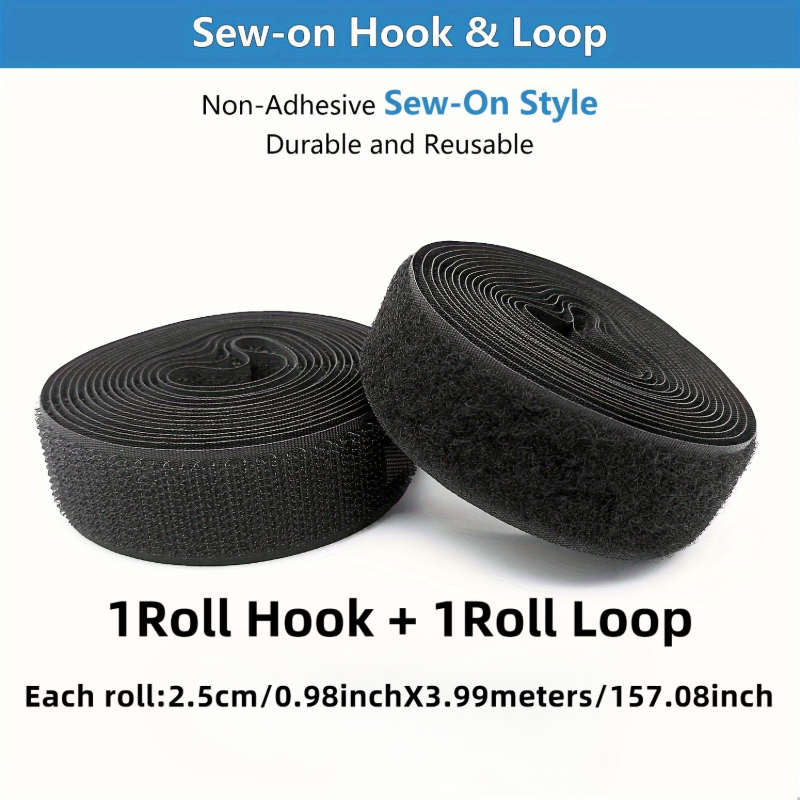 E-shop 2 Rollen Hochleistungsband | 0,98" x 157,08" Klebstofffreie, starke Streifen, robuste Klettverschlüsse mit Schlaufenmechanismus, langlebiges