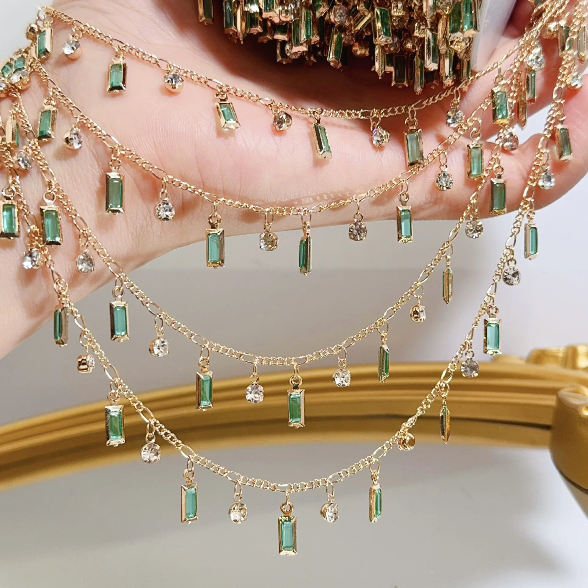 TEMU Chaîne en cuivre avec pendentif 1 mètre/vert, matériau d'accessoire pour fabrication de bijoux DIY, collier, bracelet, boucle d'oreille