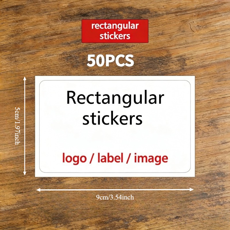 TEMU Custom Rectangular 50/100/240 Stickers - Custom Logo, Text, Image - Waterproof Self-adhesive Labels - Custom Round Stickers For Business, Gifts,