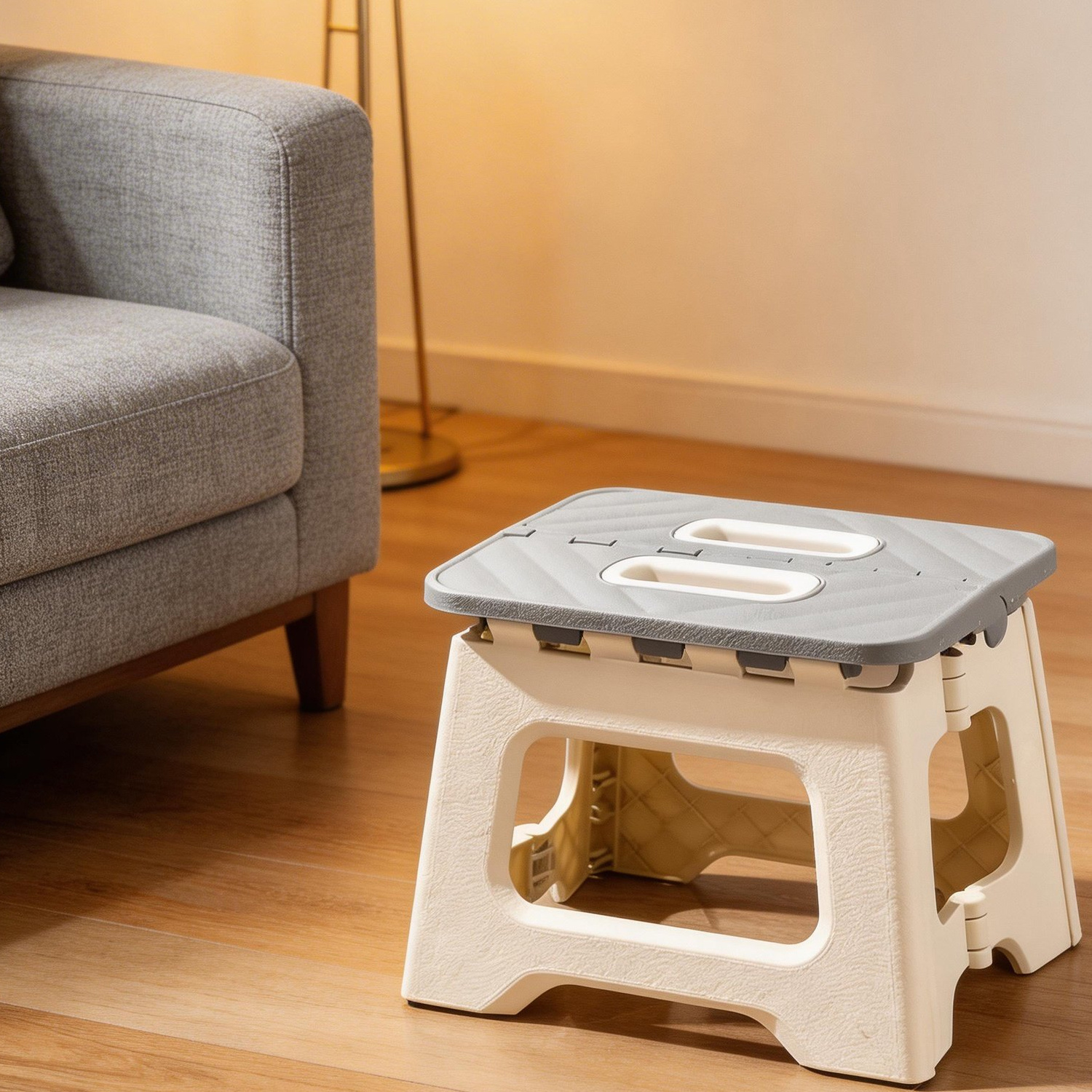 TEMU Folding Stool, Portable Footrest, Lightweight And Sturdy Portable Bench, With Handle And Anti-slip Function, Suitable For Kitchen, Bathroom,