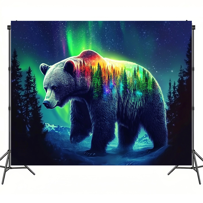 

1pc Bear Forest Polyester Backdrop - , Floor Mount, Multipurpose, No Power Needed, Home Wall Decor, 59x39.3inch / 59x39.3inch / 90.6x70.8inch