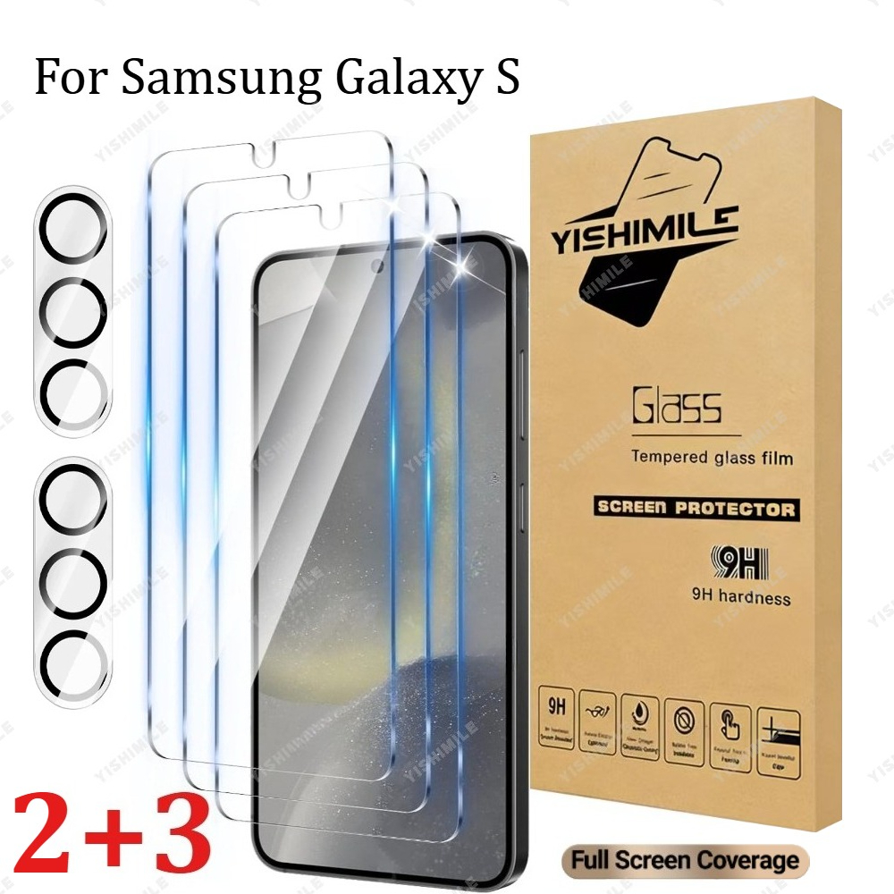 TEMU [] 3pcs Hd Tempered Screen Protectors 2pcs Tempered Glass Lens Protectors, For Galaxy S22 S22  S23 S23  S24 S24  S24u S25 S25  S25u S25edge