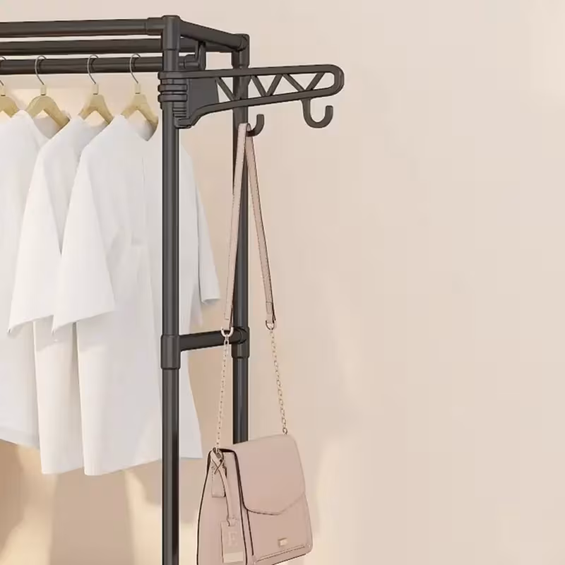 space saving heavy duty garment rack durable iron material freestanding clothes rack for clothes accessories bedding and shoes details 6