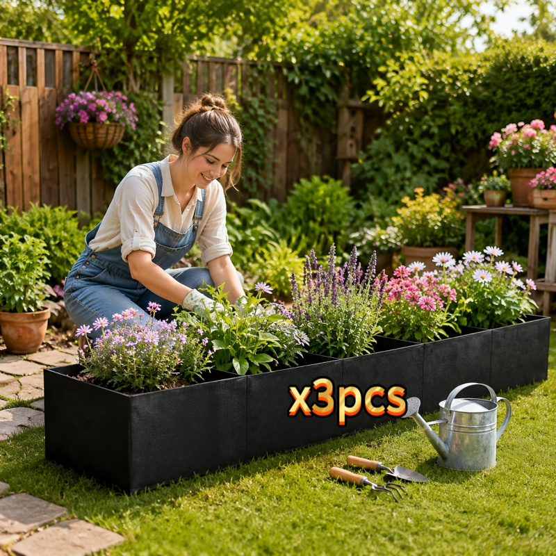 TEMU 3pcs Extra Large 132.49l Raised Garden Grow Bag, 5 26.5l Planting Pockets, Reusable Breathable Fabric Planter For Vegetables, Herbs& Flowers