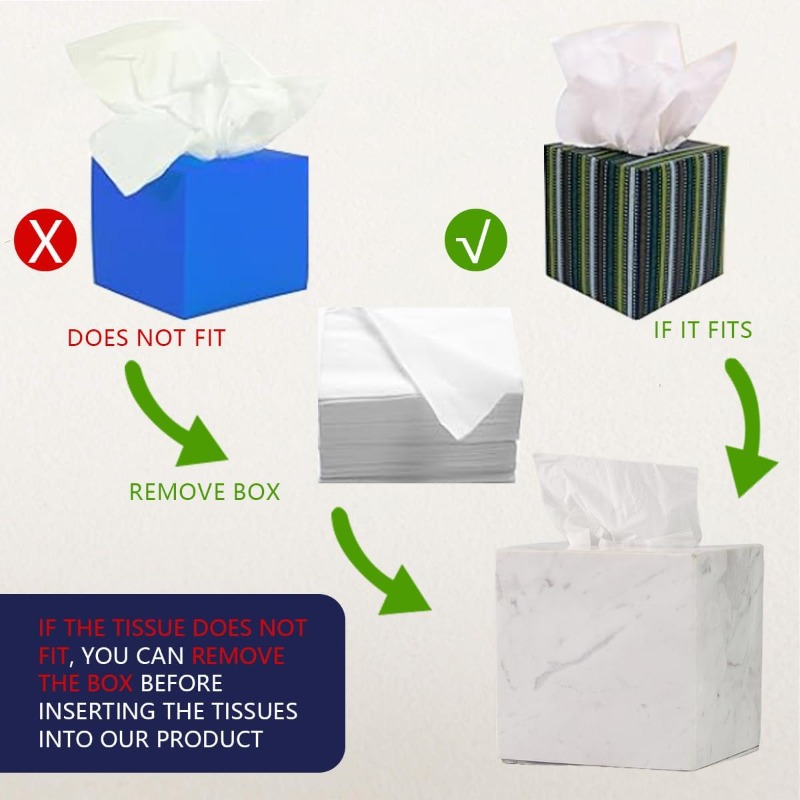 1pc extra large tissue box holder with   - heavy-duty natural marble construction, removable lid & acrylic base - modern bathroom, living room, office decor - luxury napkin dispenser for marble countertops - easy-  (5.6” wide square base) - elegant   tissue dispenser for bathroom, bedroom, or toilet - durable & sophisticated design, tissue holder bathroom Product details 6