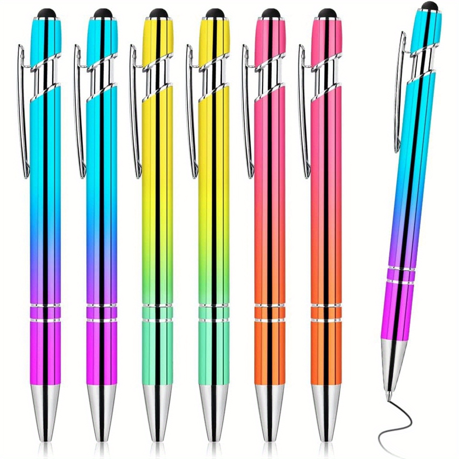Image of 6/ 12pcs 2026 New Style Ballpoint Pens, Black Ink Click Metal Pen With Stylus Tip For Touch Screens, Ideal For Business, School & Easter Gifts
