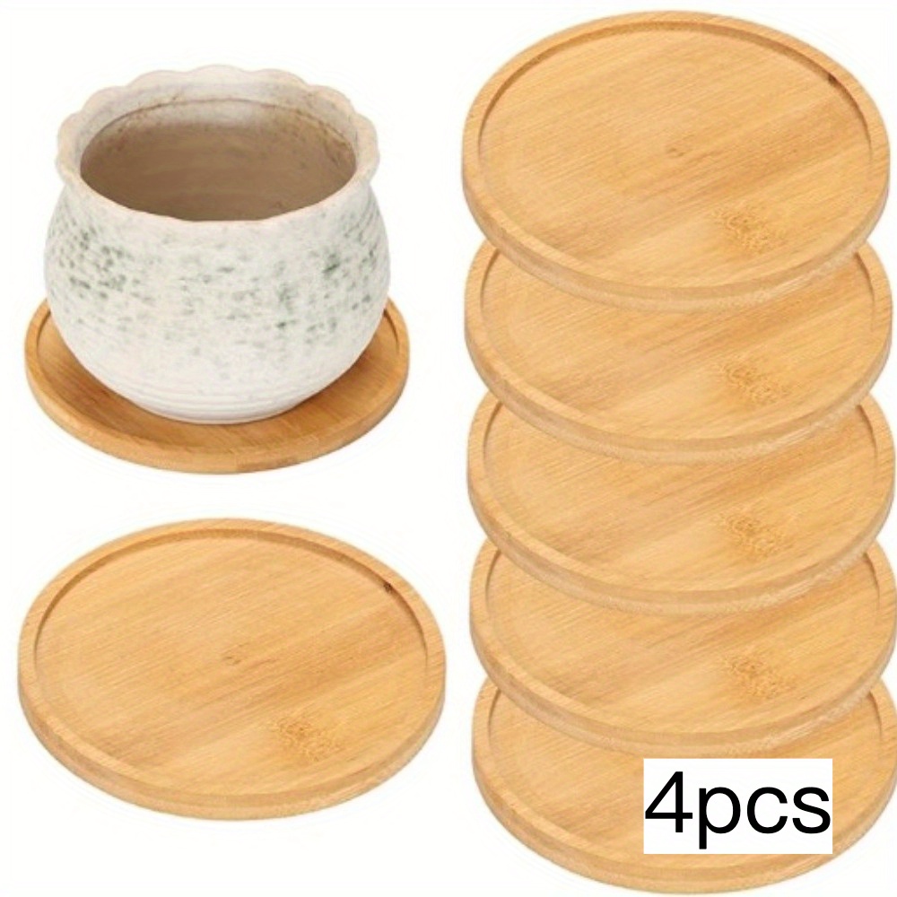 TEMU 4pcs Set Wooden Candle Coasters, Round Candle Tray Plates, Suitable For Candles, Small Potted Plants, And Coffee Cups - Rustic Home And Wedding