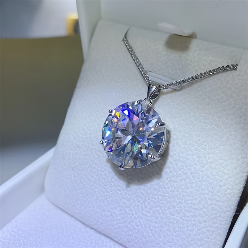 Women's Elegant 20CT Pendant Necklace in 925 Sterling Silver, Everyday Wear