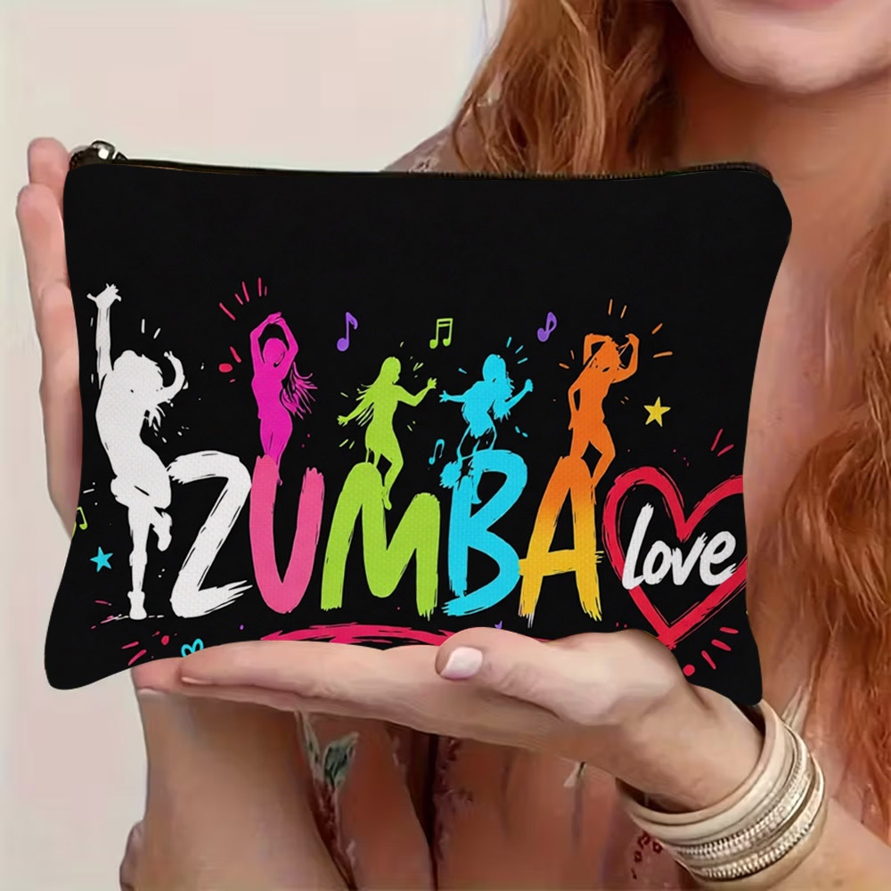 TEMU Cosmetic Bag 1pc, Zumba Dance Passion, Lightweight Zipper Design Toiletry Bag, Suitable For Travel And Daily Use Multifunctional Storage Bag For