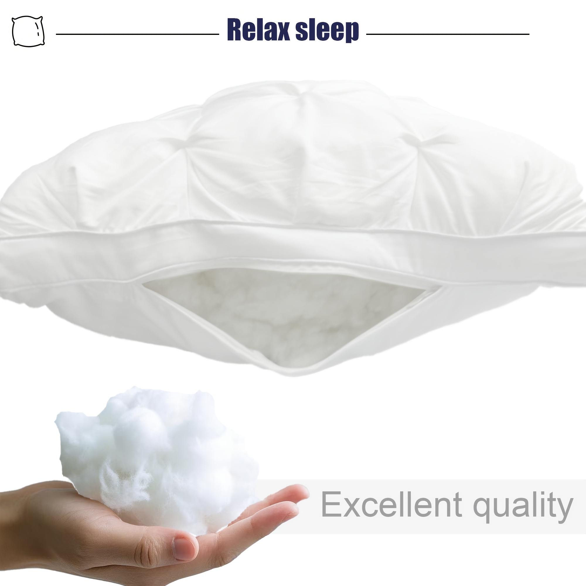 2pcs Luxury Neck Support Pillow - Five-Star Hotel Pillow Quality, High-Density Non-Collapse Core-Comfortable Relax, Deep Sleep Pillows