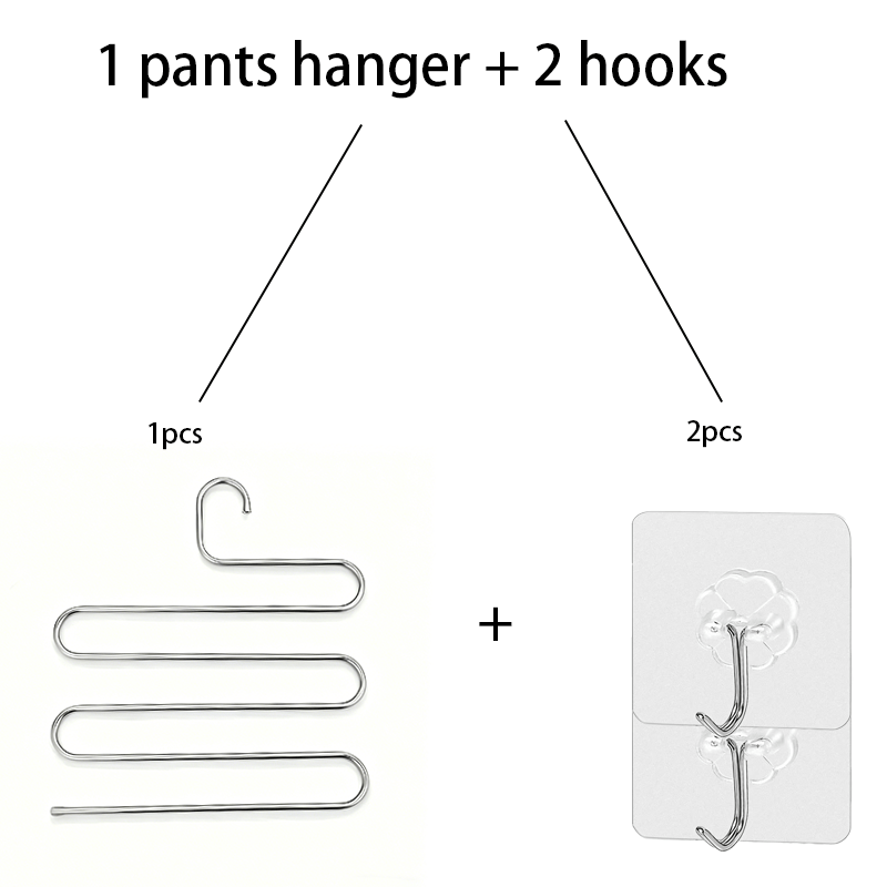 TEMU 3pcs Set-(1pc Trouser Rack And 2pcs Hooks) Trouser Hanger, Pants Hanger, Jeans Hanger, Closet Organizer, Closet Storage, Clothes Rack, Trouser