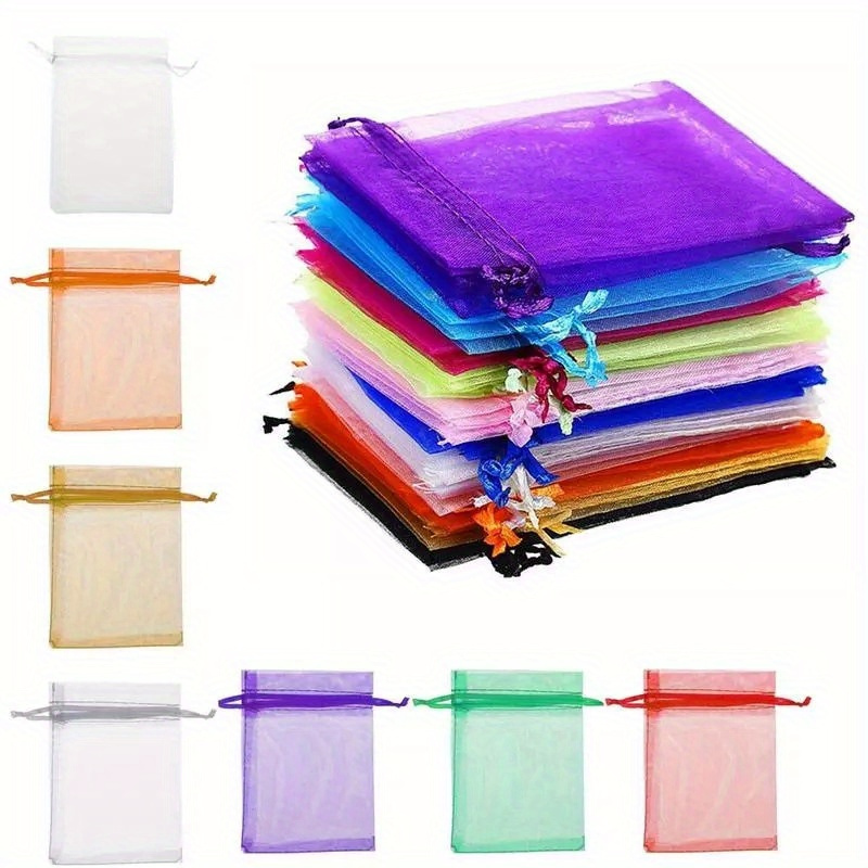 gift for her him 50pcs organza bags random mesh organza jewelry bags drawstring small drawstring favor pouches christmas candy wedding birthday party bags for gift mixed color