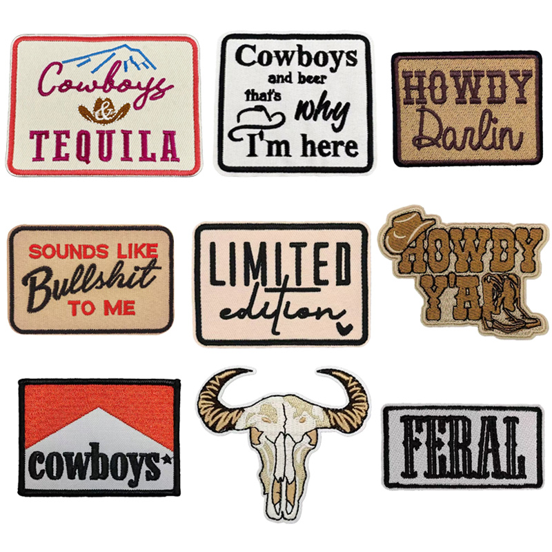 juego de 9 parches bordados de vaqueros   estilo vintage, para planchar o coser en ropa, sombreros, bolsos, decoración creativa diy, parches para reparar desgarros