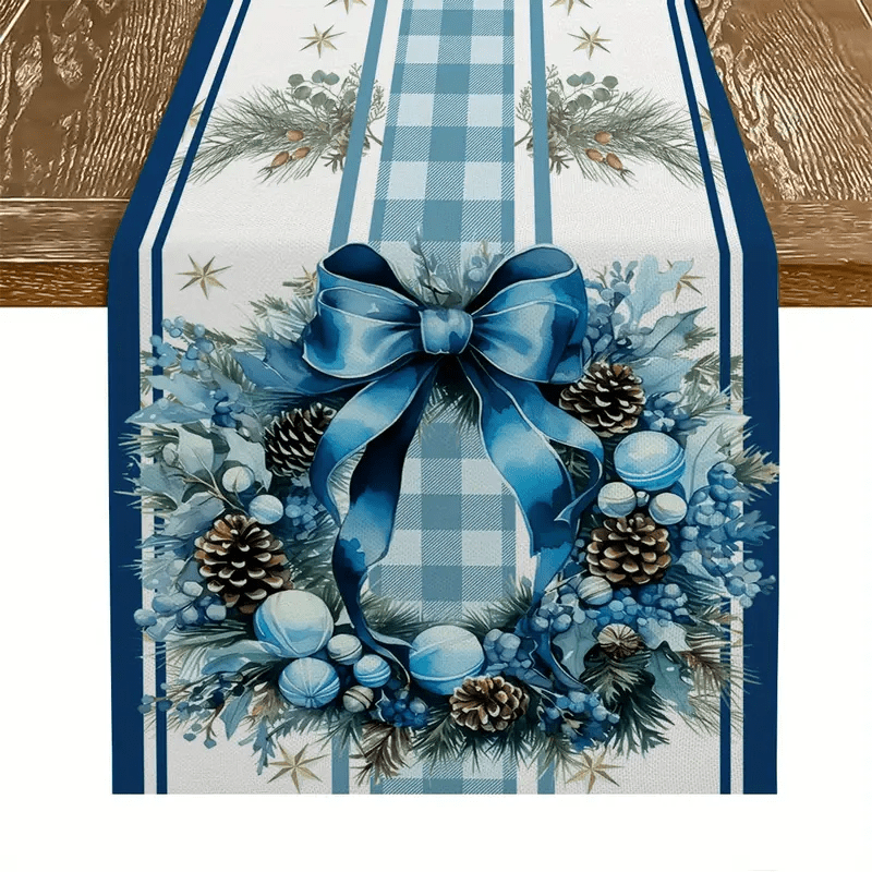 

1pc Christmas Table Wreath - Polyester Rectangular Dining &
