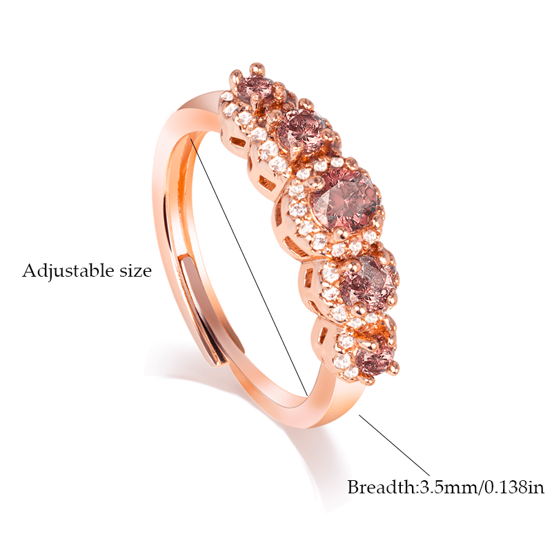 925 Silver Rose Gold Garnet Ring with Zirconia - Gift for Her